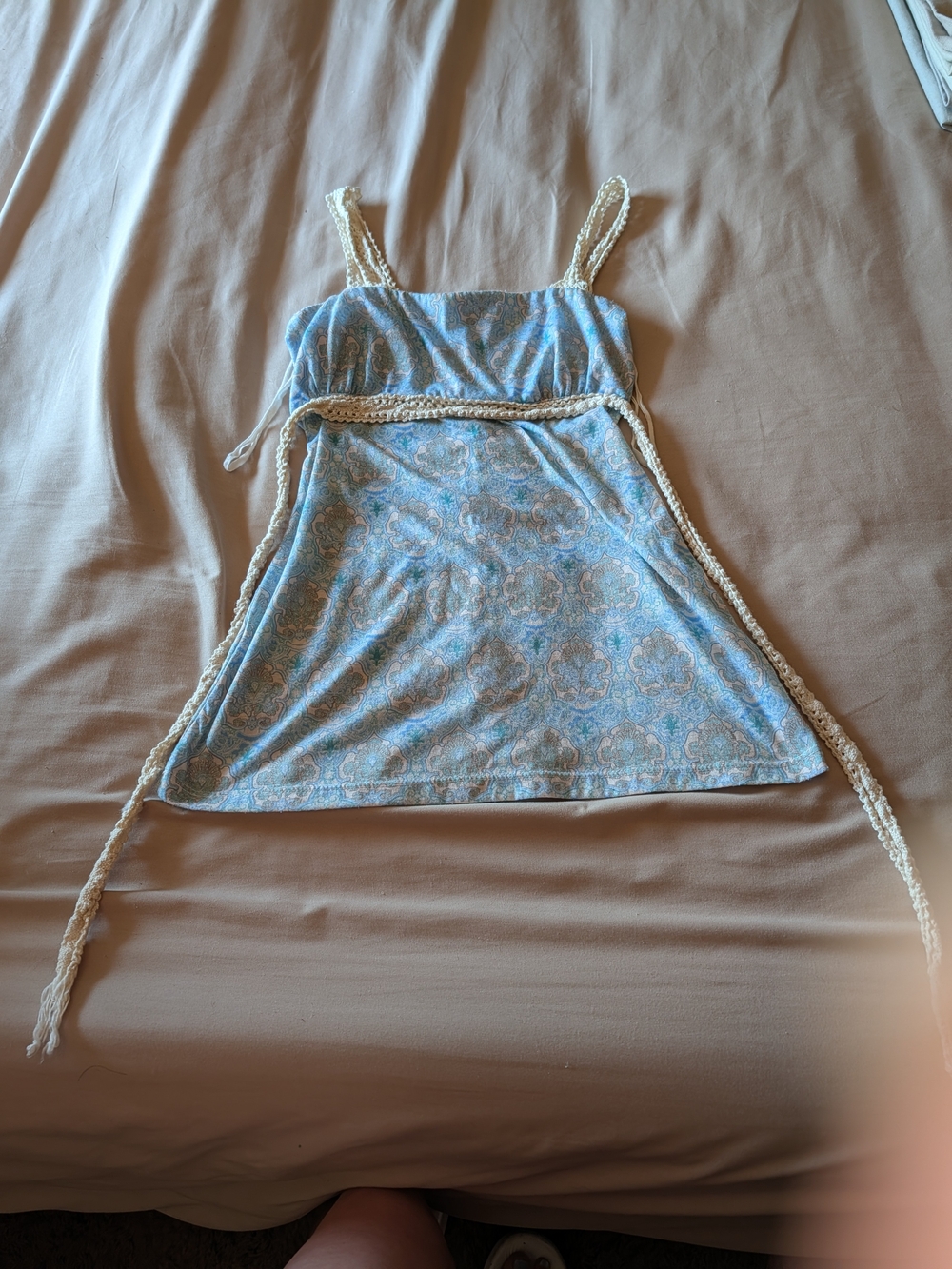 Vanity Light Blue Paisley Lace-Trim Camisole